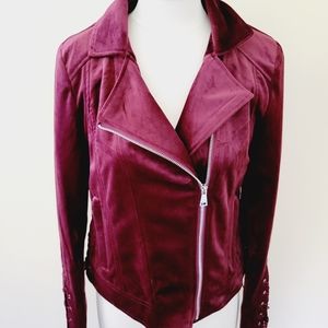 Ashley by 26 International Port velvet moto lace up jacket size medium